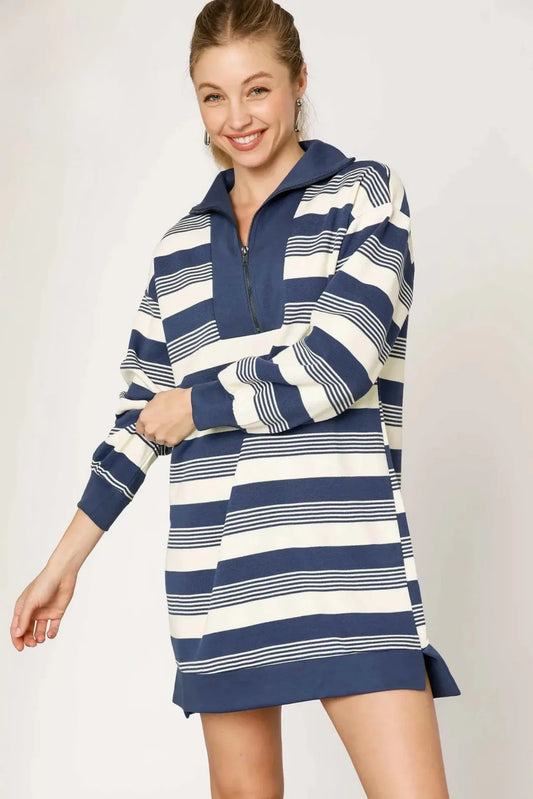 The Game Day Quarter-Zip Dress