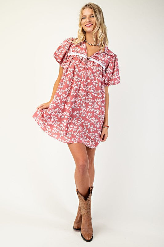 Floral Puff Sleeve Mini Dress