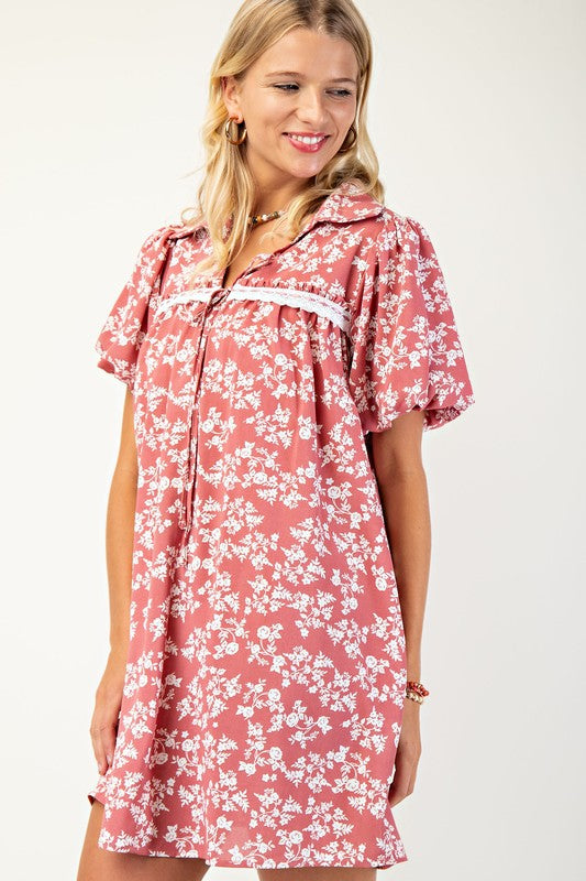 Floral Puff Sleeve Mini Dress