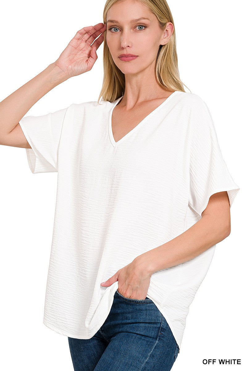 Woven V-Neck Top