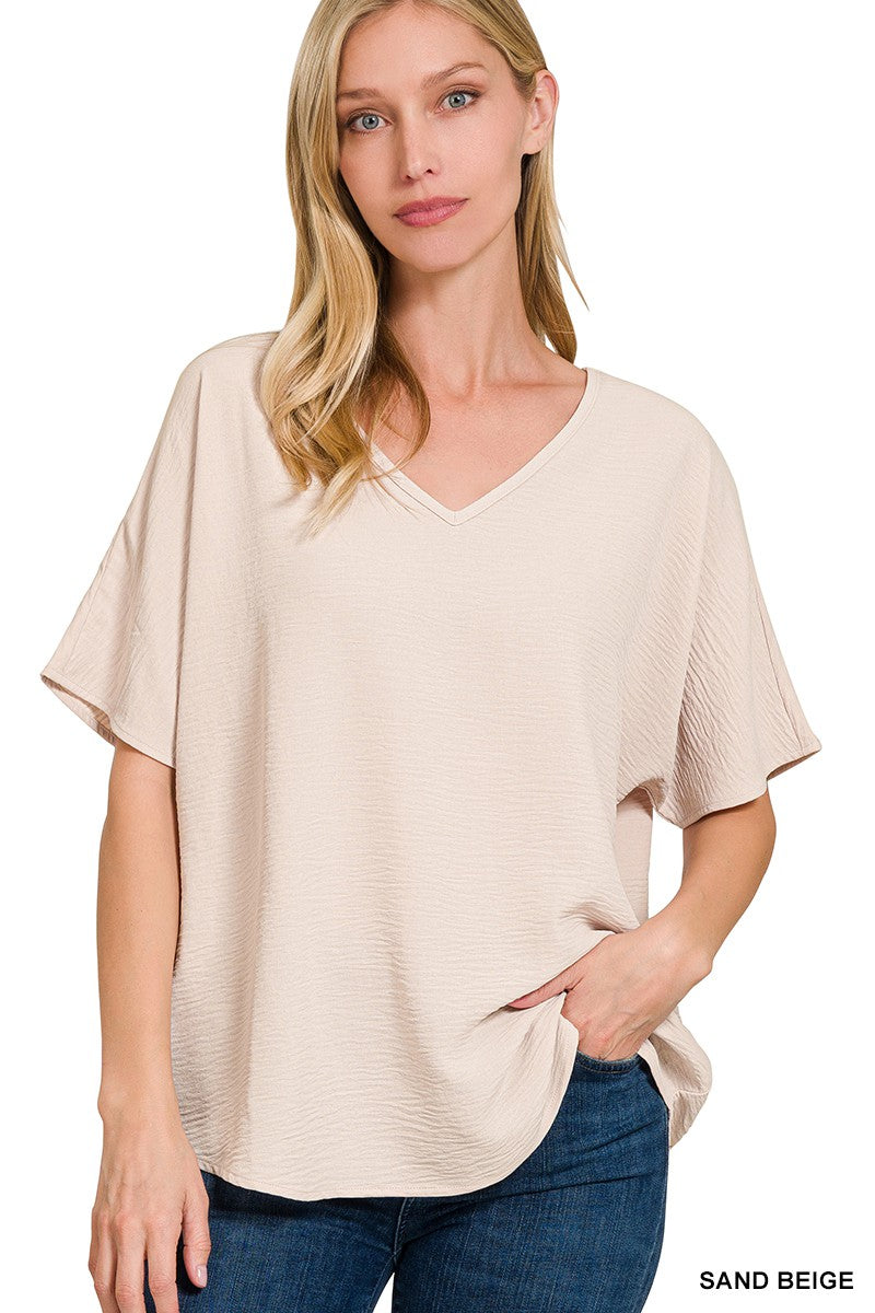 Woven V-Neck Top