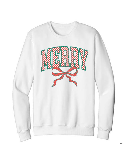 Merry Checkered Bow Sweatshirt