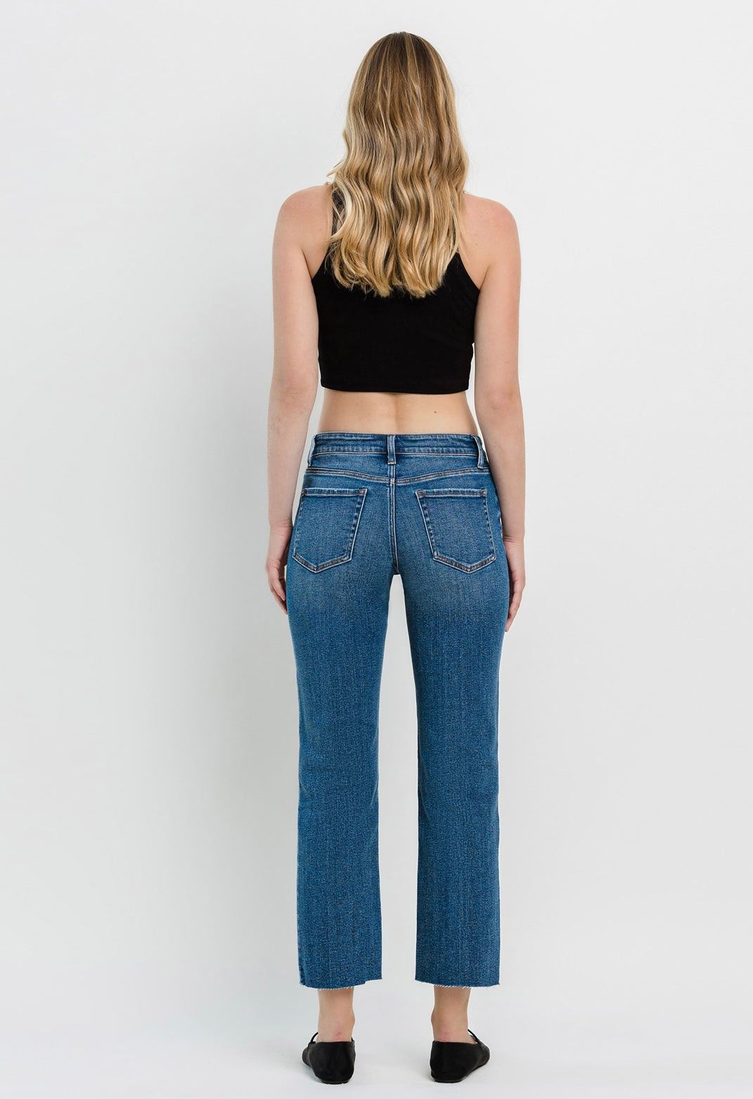 Vervet-Melissa Raw Edge Mid Rise Straight Ankle Jean