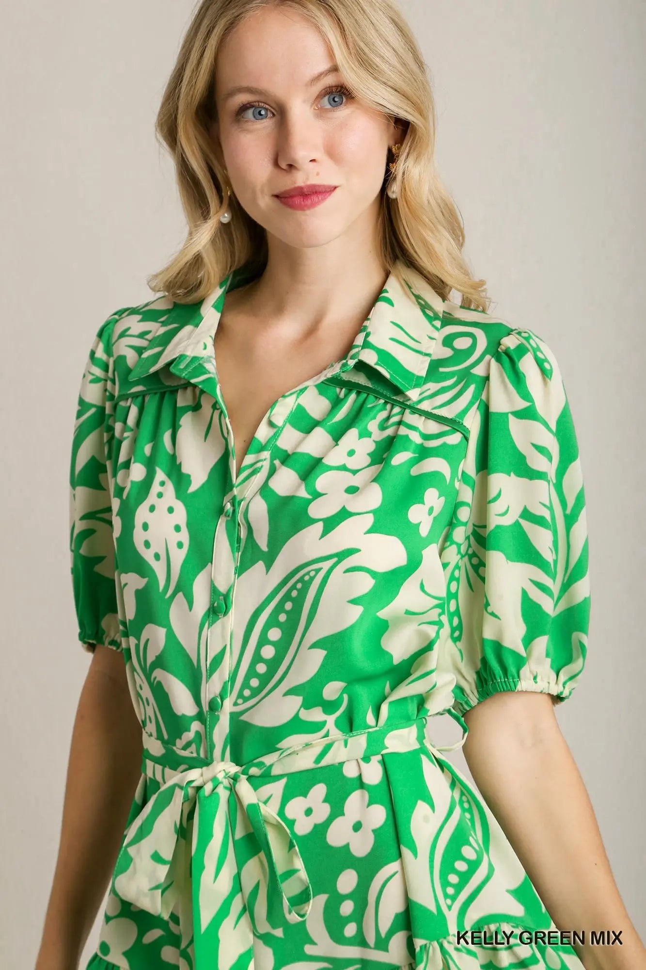 Two-Tone Floral Dress