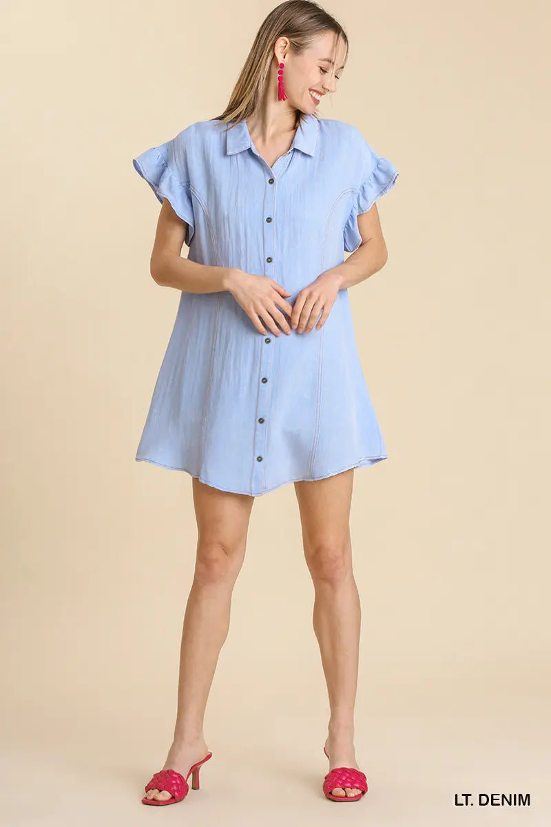 Ruffle Sleeve Basic Dress