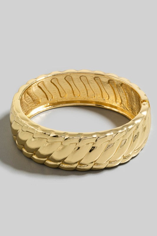 Gold Woven Texture Bangle Bracelet