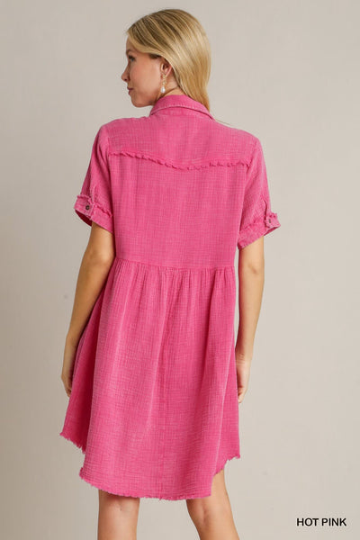 Mineral Wash Collar Dress