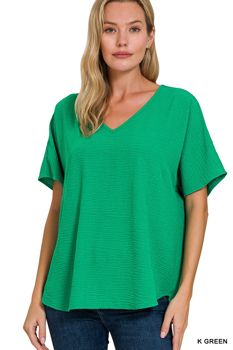 Woven V-Neck Top