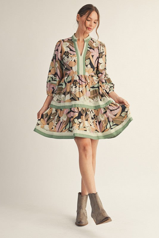 Garden Whimsy Tiered Mini Dress