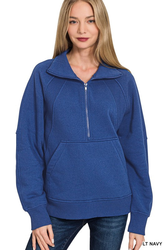 Light Navy Half Zip Fleece Pullover