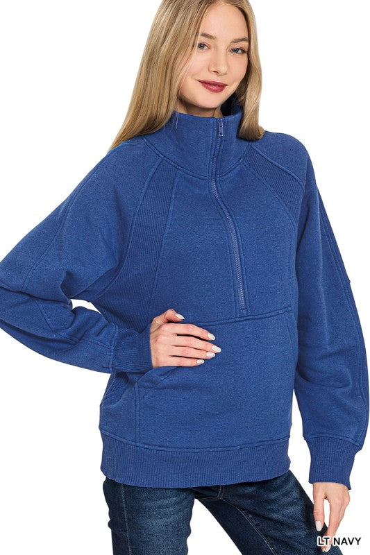 Light Navy Half Zip Fleece Pullover