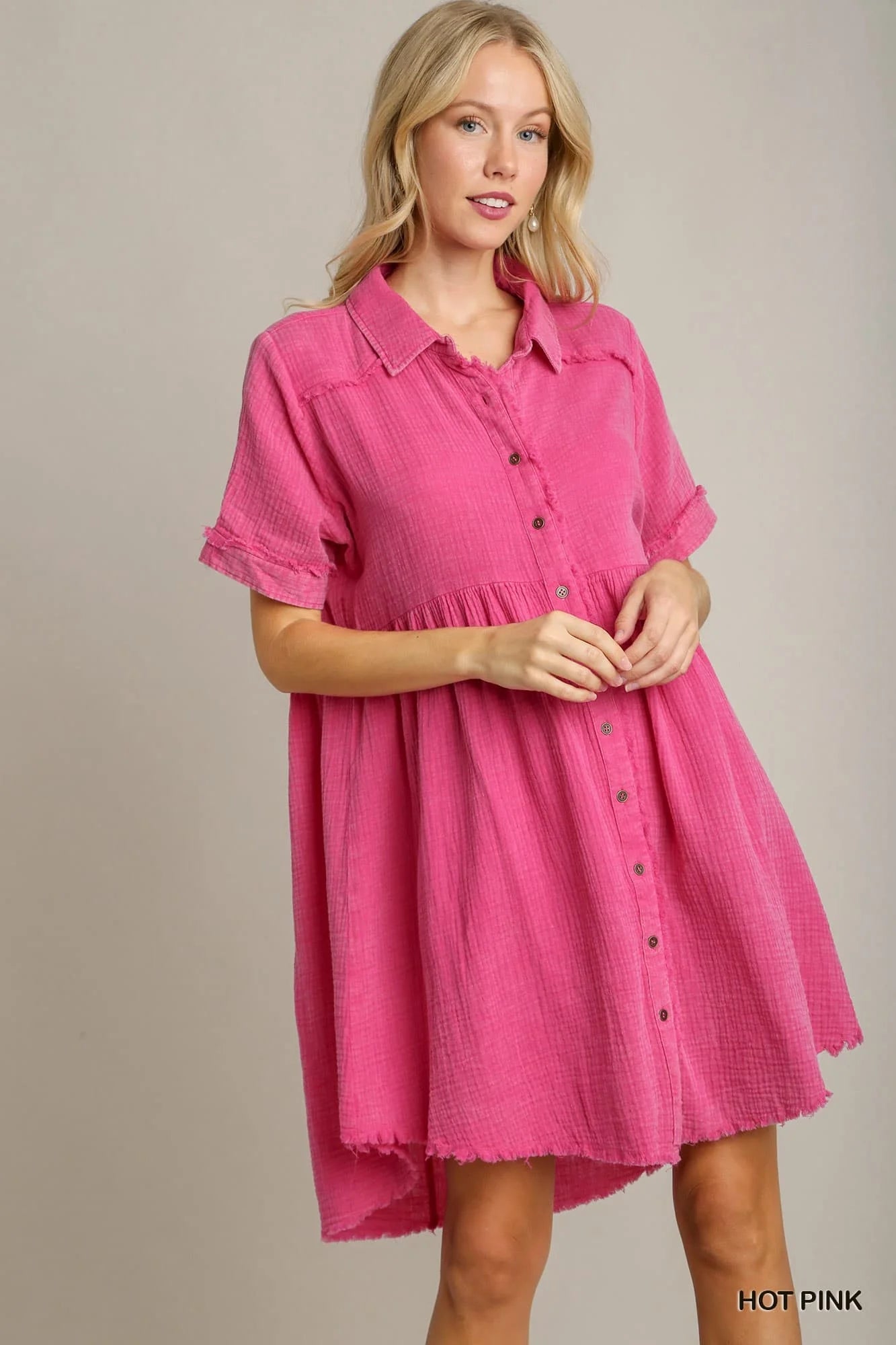 Mineral Wash Collar Dress