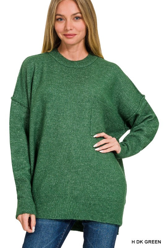 Hi-Lo Pocket Detail Sweater