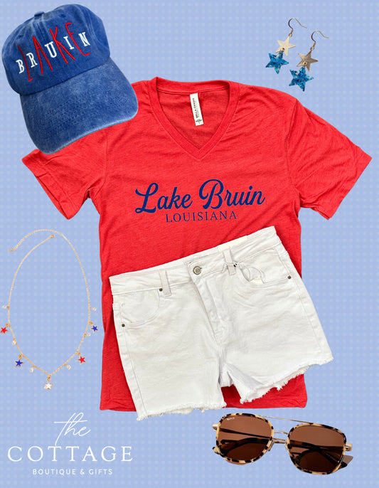 V-Neck Lake Bruin Script Tee