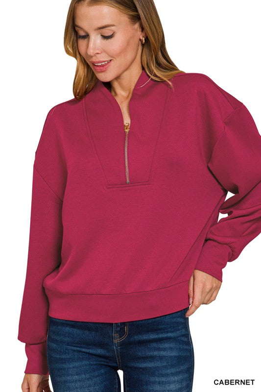 The Luxe Quarter-Zip Pullover-Cabernet