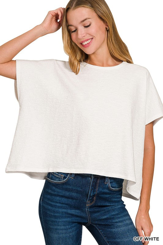 Cotton Slub Oversized Top-Off White