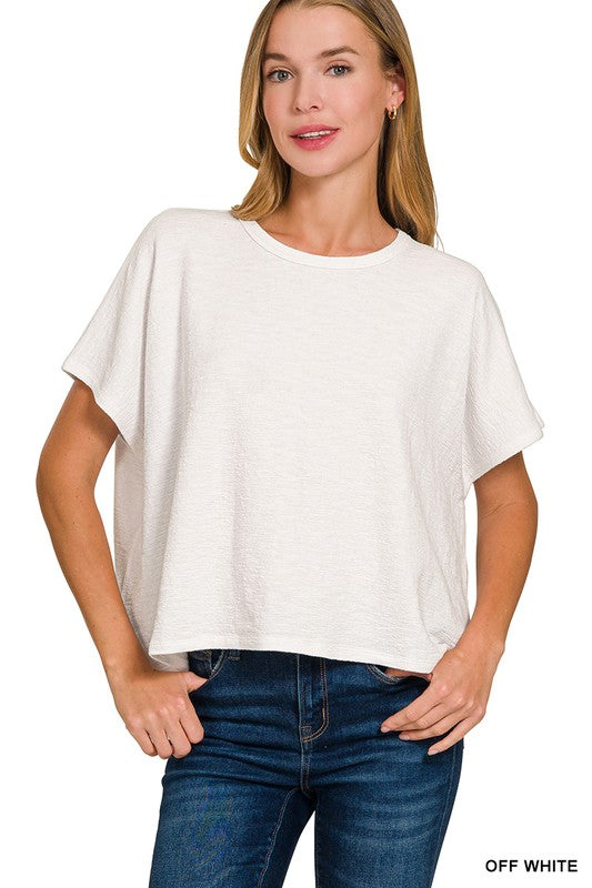 Cotton Slub Oversized Top-Off White