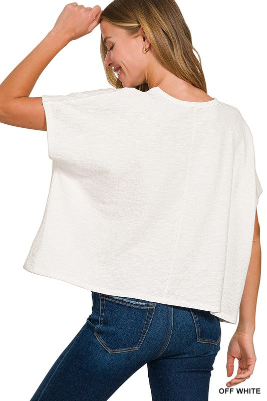 Cotton Slub Oversized Top-Off White