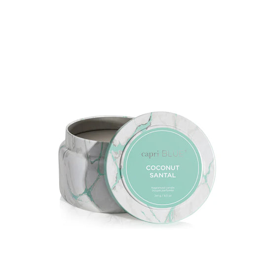 Coconut Santal Modern Marble Printed Travel Tin Candle