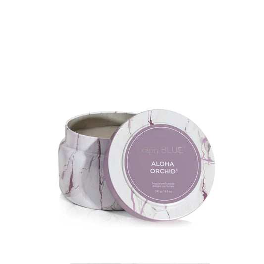 Aloha Orchid Modern Marble Printed Travel Tin Candle