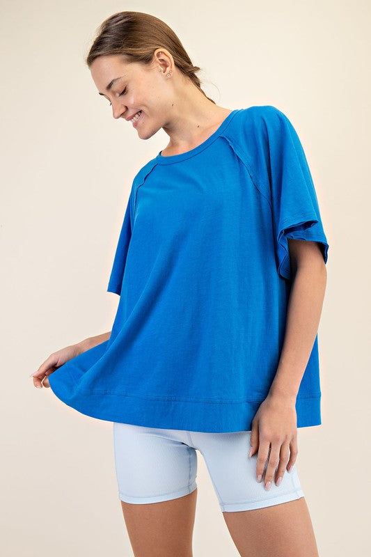 Oversized Cotton Slub Short Sleeve Top