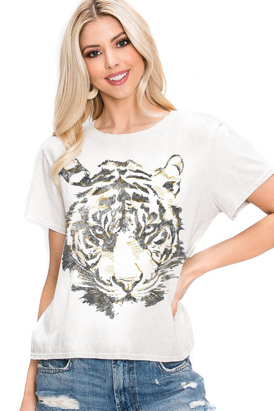 The Golden Foiled Tiger Crop Tee