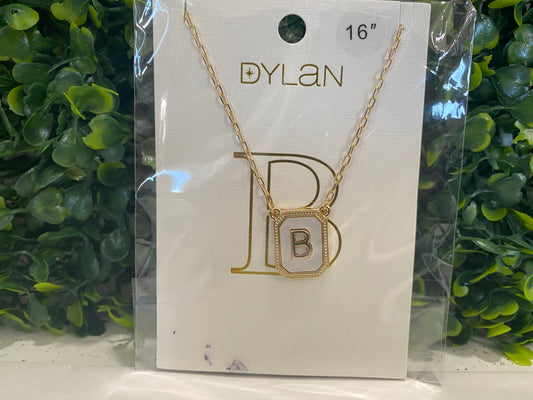 Square Pendant Initial Necklace